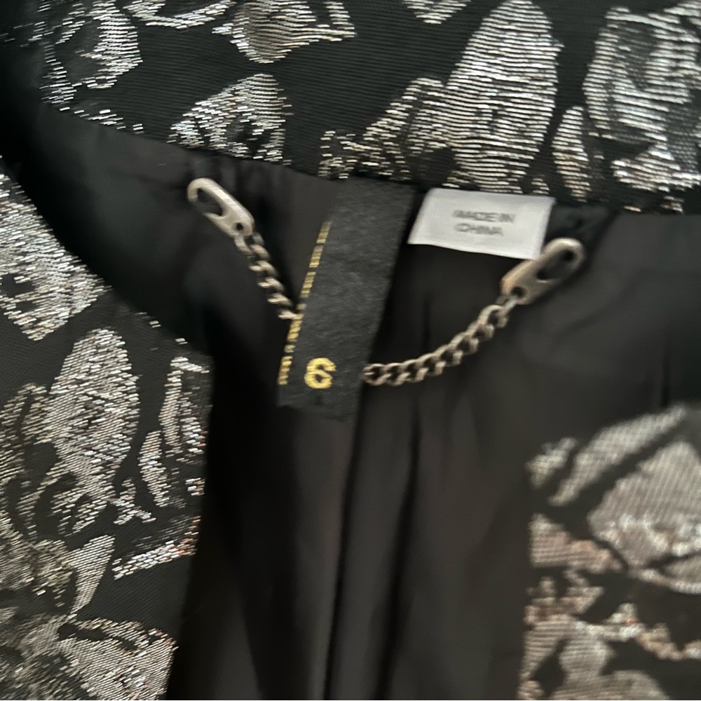 H&M Black Silver Open Front Blazer 3/4 Sleeve NWOT - Picture 4 of 10